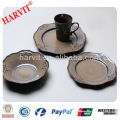 16pcs Brown Color Reactive Wholesale Dinnerware Embossed Stoneware Dinner Set